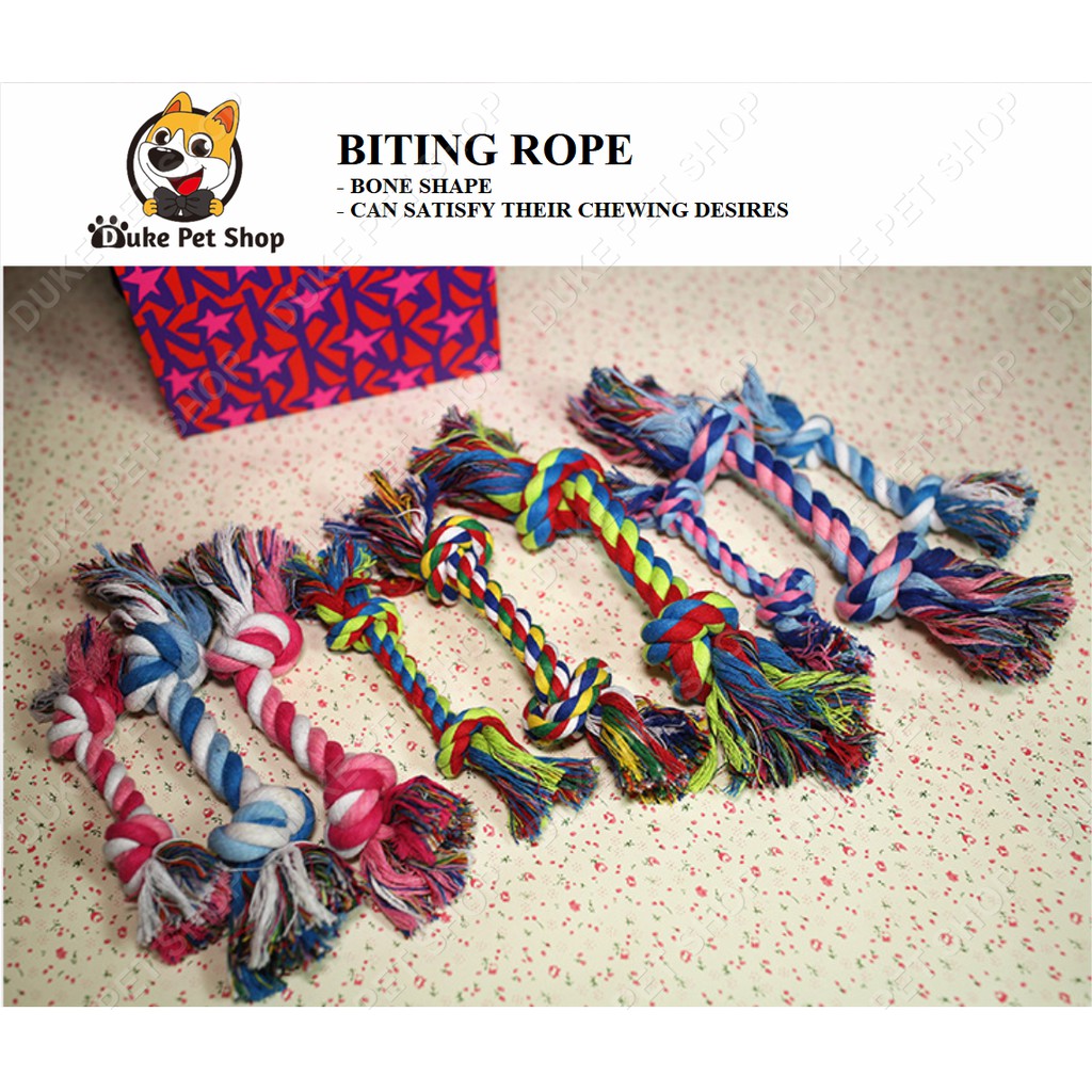Pet Dog Puppy Cotton Braided Bone Dog Rope Toy 18cm 28cm