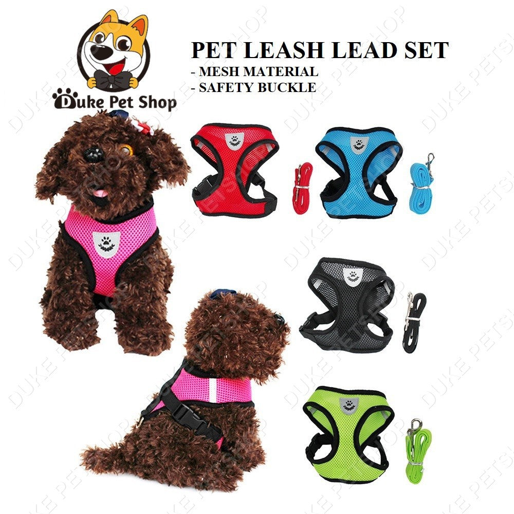 Cute Dog Harness Puppy Fashion Mesh Vest + Leash Lead Set