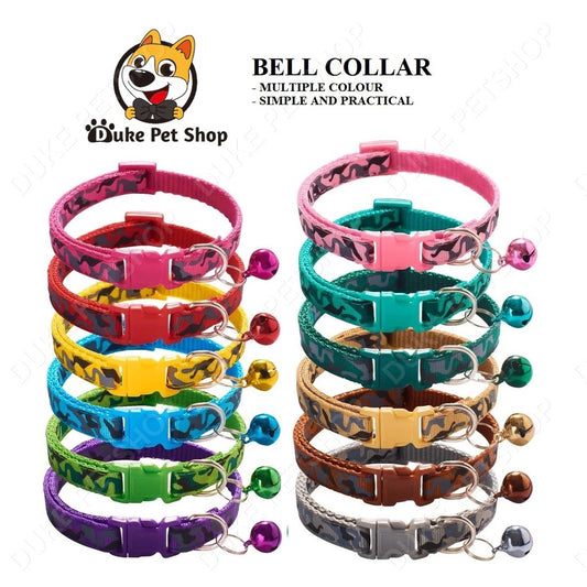 Dog Collar Pet Dog Cat Collars Buckle Polyester Camouflage with Bell for Small Dogs