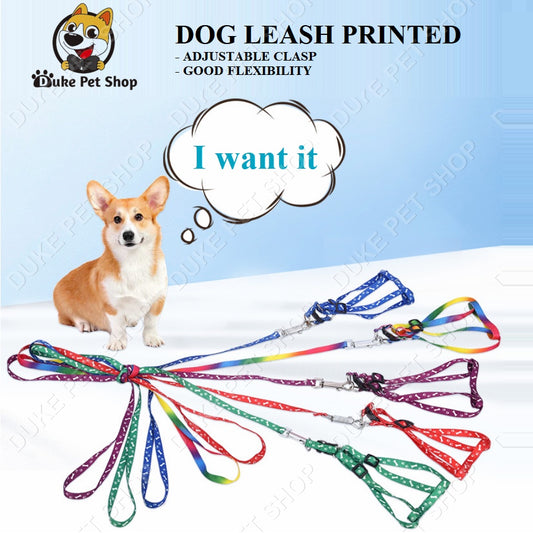 Dog Cat Adjustable Leash Harness Puppy Kitten Printed Nylon Leash 1.0cm