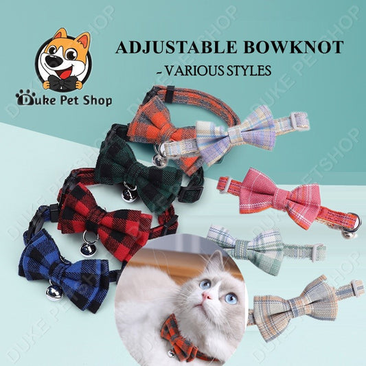 Adjustable Bowknot Cat Collar with Bells Necklace Buckle Small Dog Kitten Collars Pet Accessories