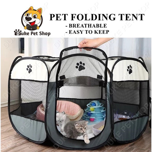 Small Animal Playpen | Transparent & Portable Fence Pet Tent with Zippered Cover