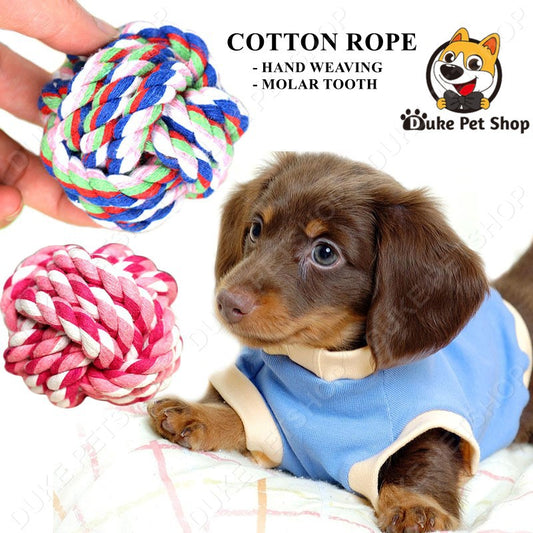 Pet Rope Ball Toy Dog Cotton Rope Knot Toy Knitting Molar Pet Ball (Random Color)