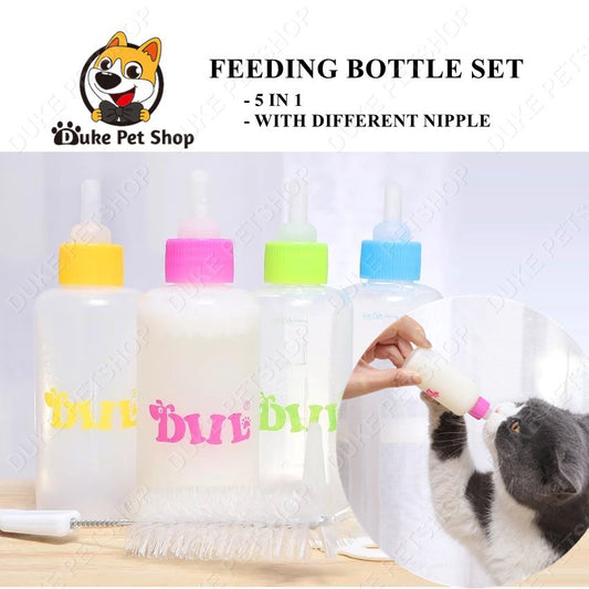 Dog Cat Nursing Feeding Bottle W/ Brush Pet Puppy Kitten Milk Feeder